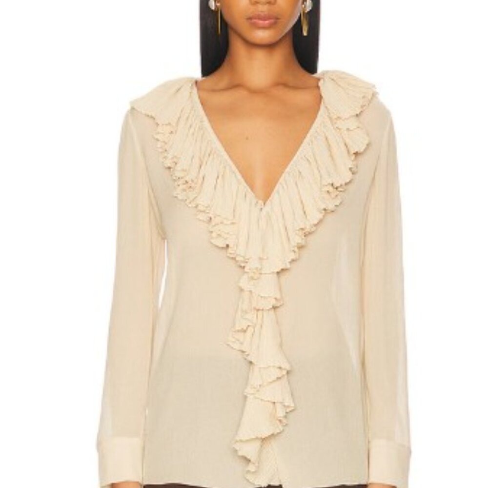 Oscar By Oscar De La Renta Ruffle Collar Button-Up Blouse